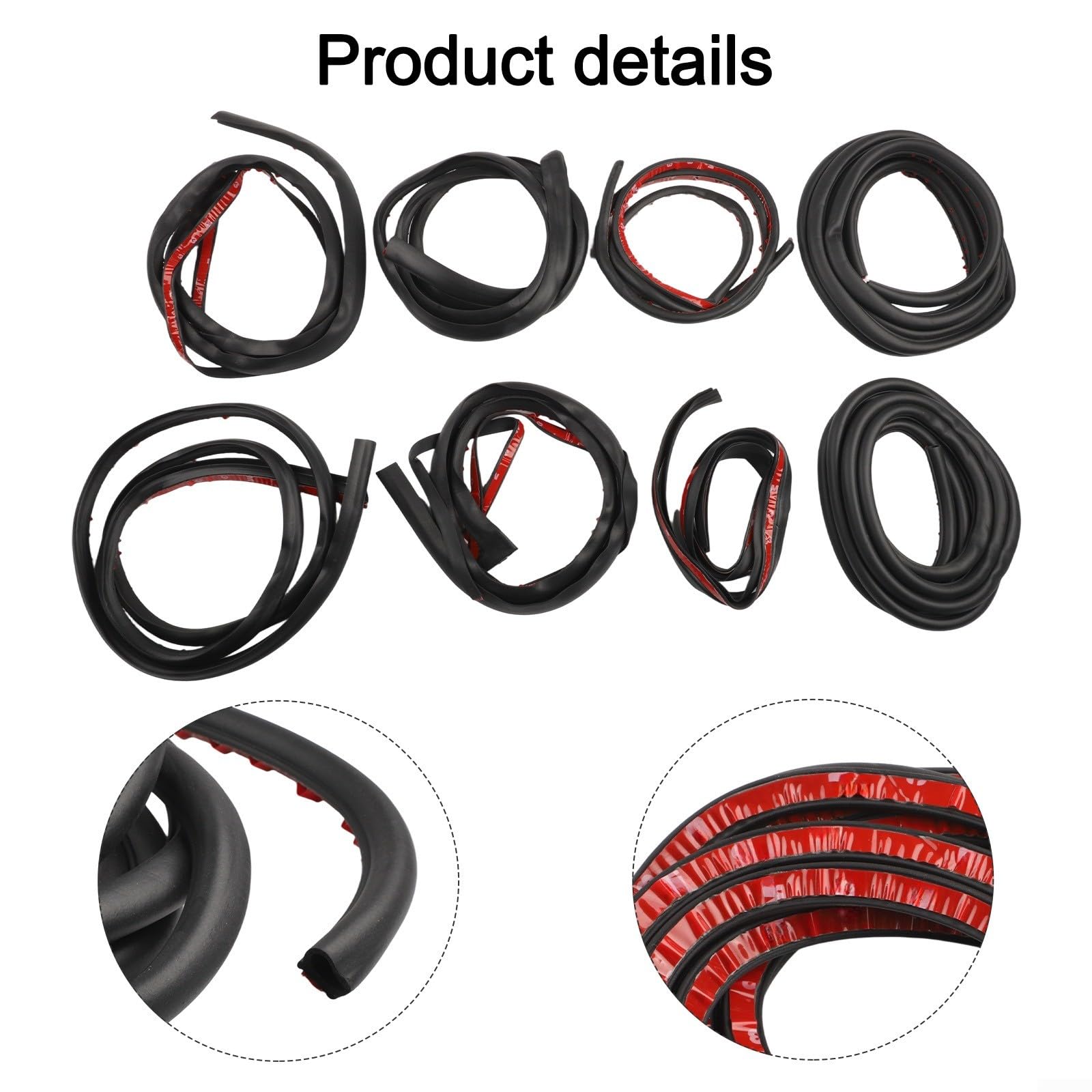 Lot de 8 bandes d'étanchéité en caoutchouc pour Tesla Model 3 2022-2025 - Isolation acoustique - Résistant aux intempéries - Noir - 28 x 25 x 8 cm