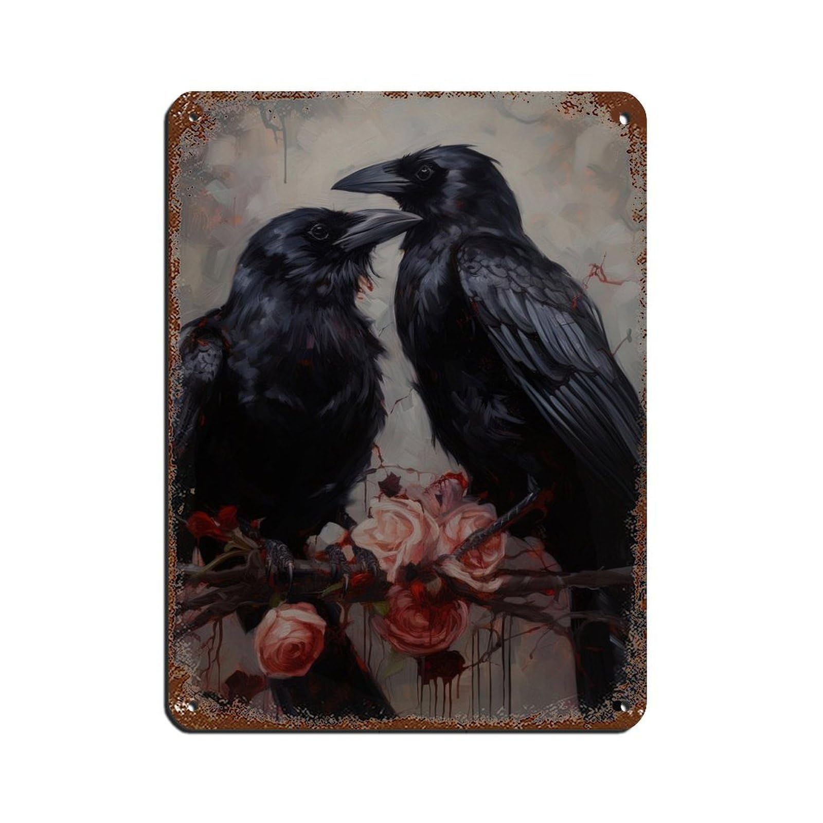 Gothic Romantic Raven Couple, Vintage Poster Tin Sign Vintage Metal Pub Club Cafe Bar Home Wall Art Decoration Poster Retro 12x16inch(30x40cm)