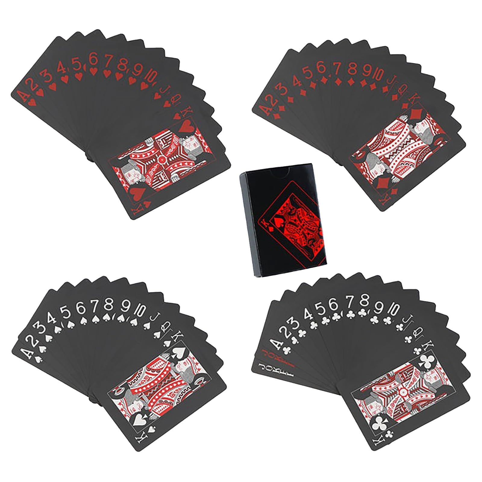 1pc Waterproof Plastic Poker Playing Cards PET Table Games Halloween/Thanksgiving Day (Red x Silver)