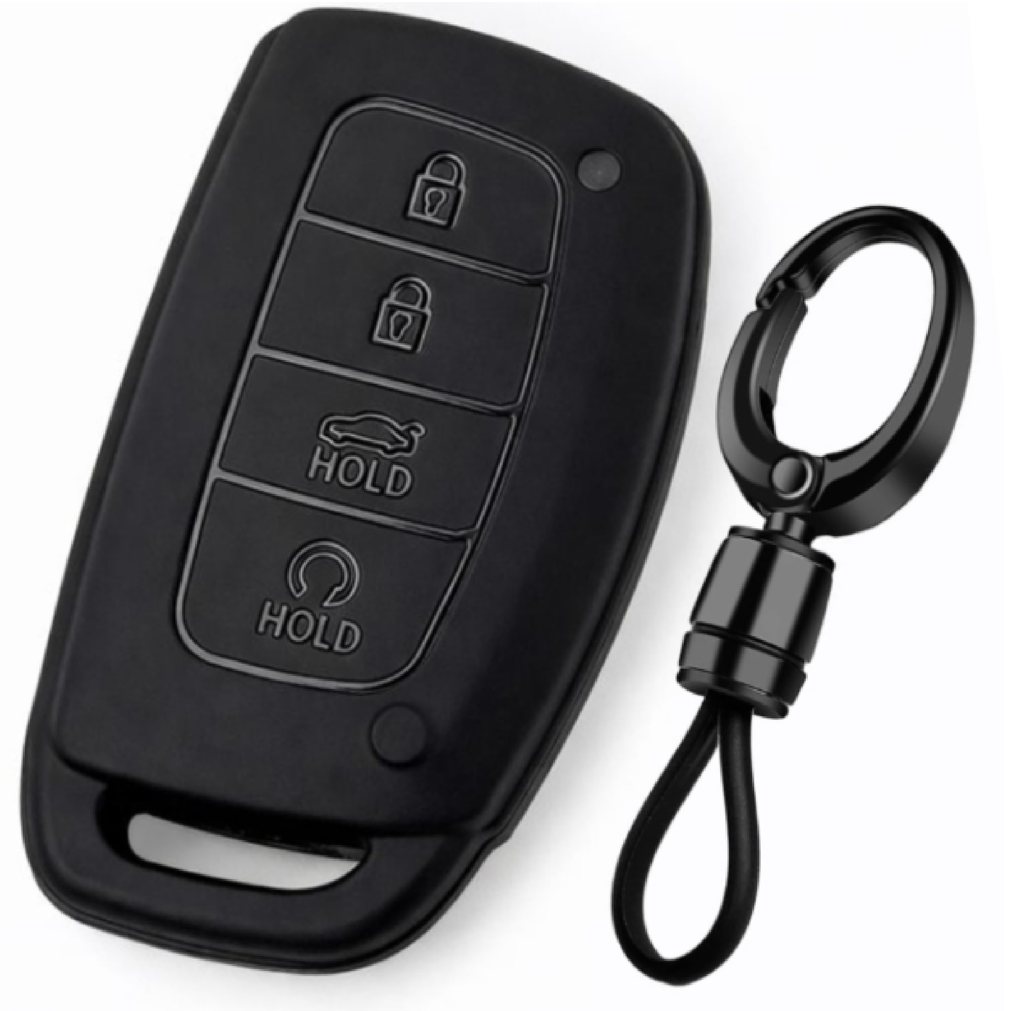 JVCV® Soft TPU Key Cover Compatible with Hyundai Alcazar Creta, i20 2021, Venue, Tucson, Elantra,i20 N Line 2021 4 Button Smart Key (4 Button, Matte Black Style A)-image-12