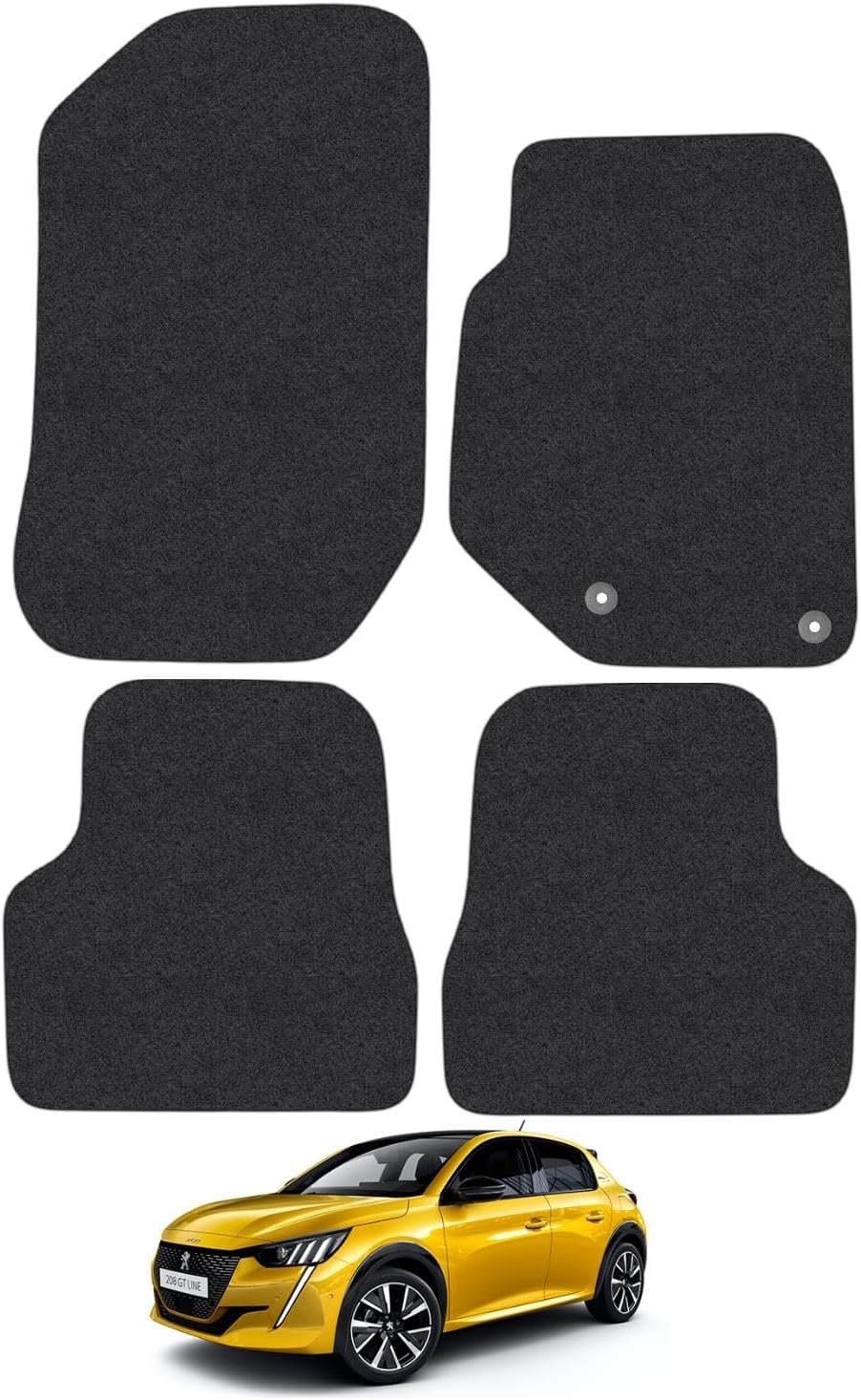 FSW Tailored Mats Fits PEUGEOT 208 20122019 Black Carpet Anti