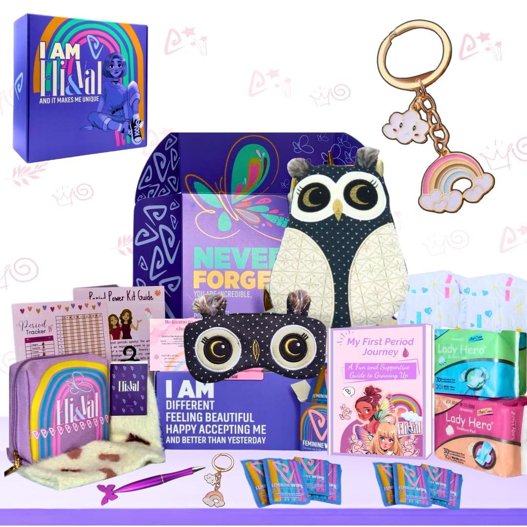 First Period Kit Gift for Girls 9-12 - Period Starter Kit for Tweens 10-12-13-14 - Essentials for Teens & Preteens - Period Packs for Young Girls First time (OWL)