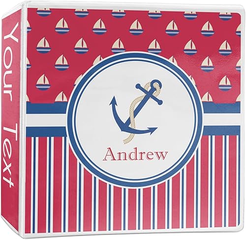 Carpeta personalizada de 3 anillas para veleros y rayas, 2 pulgadas