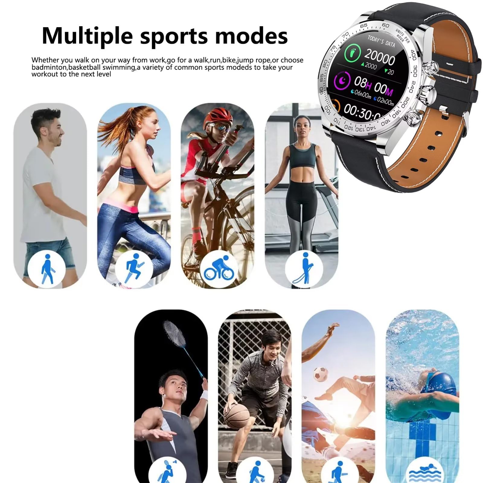 Modny smartwatch, monitor tętna, monitor snu, monitor zdrowia, wodoodporny sportowy zegarek fitness do inteligentnego zegarka z systemem Android, iOS, Bluetooth, złoty
