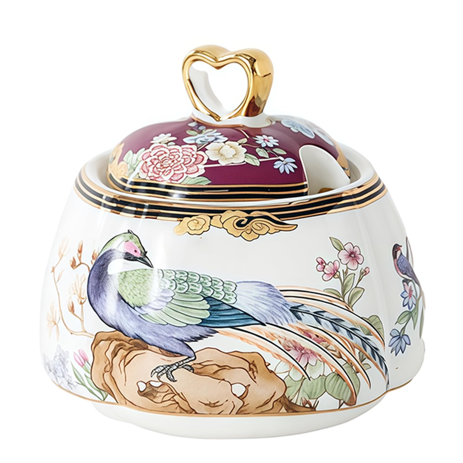 Jaamyears Red Sugar Bowl With Lid And Spoon, 300Ml Sugar Holder