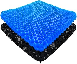 Medical Grade Gel Seat Cushion | Honeycomb Orthopedic Chair Cushion | Breathable Cooling Seat Pad | Non Slip Washable Cover | Office Car Wheelchair Travel Support | Pressure Relief Cushion | Blue