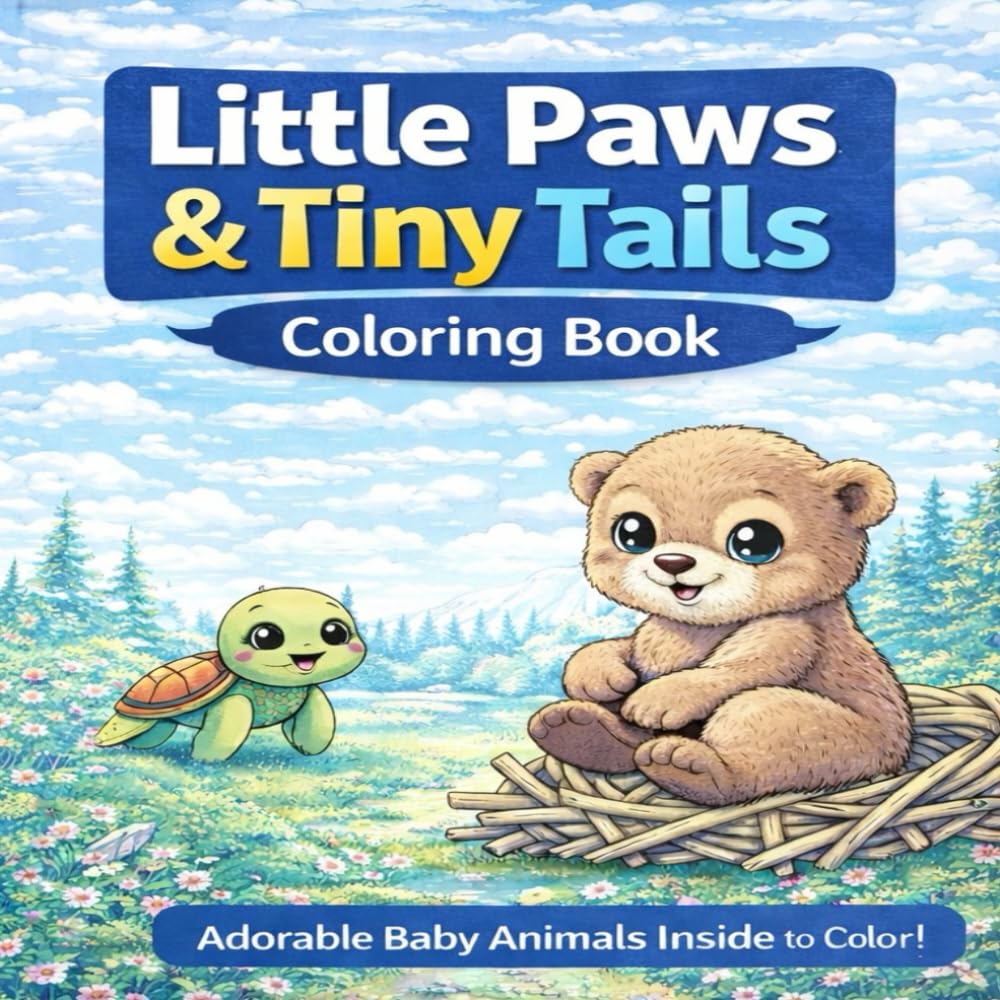 Little Paws & Tiny Tails Coloring Book: An Adorable Baby Animal Coloring Book for Kids Ages 3–8