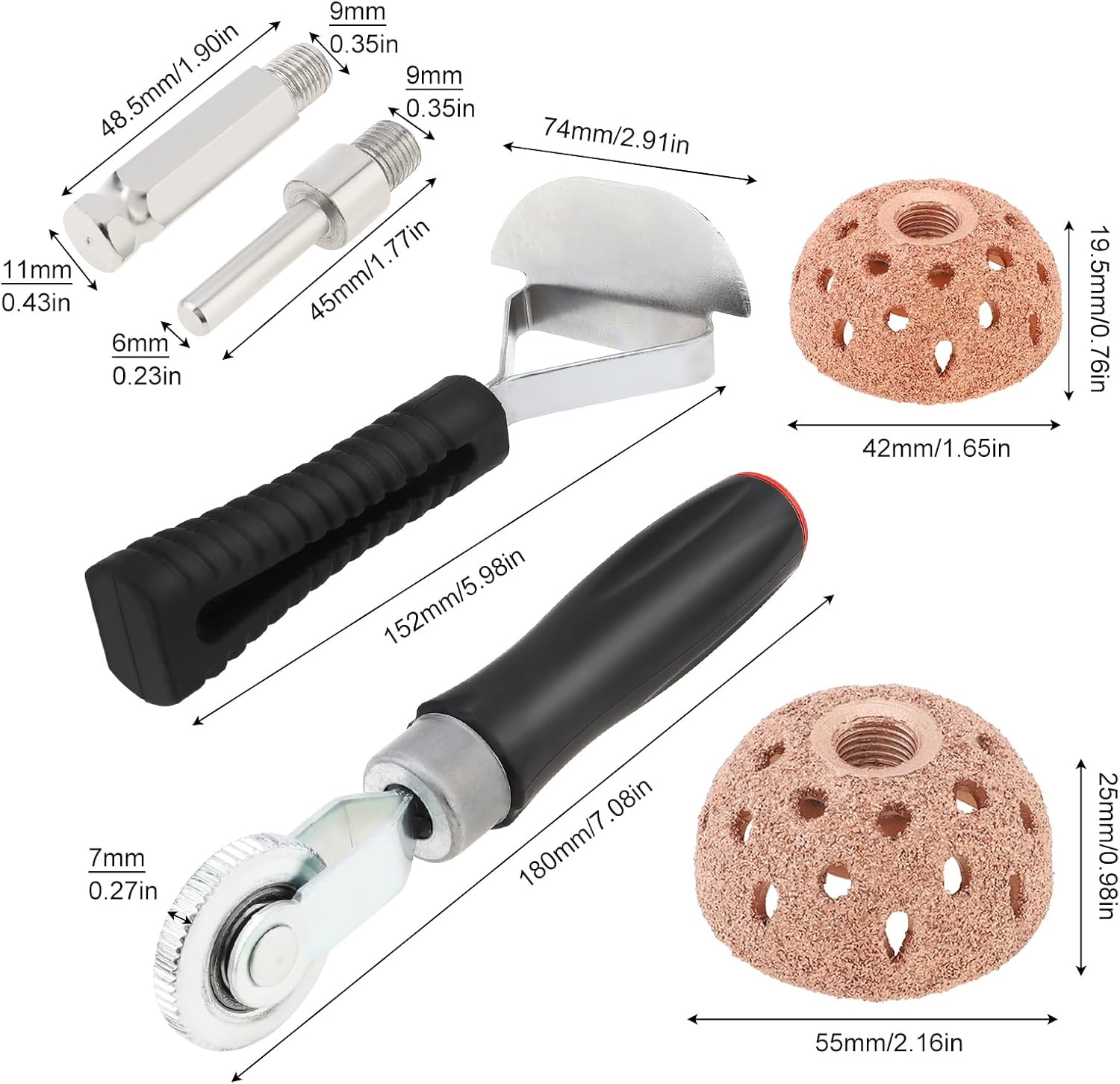 Windance Tire Repair Patch Tools,Tire Buffing Wheels 42mm 55mm for Cars Trucks Motorcycles Bicycles Electric Bicycles with Tire Patch Roller, Scraping Cutter, Tire Grinding Polishing Accessories Kit