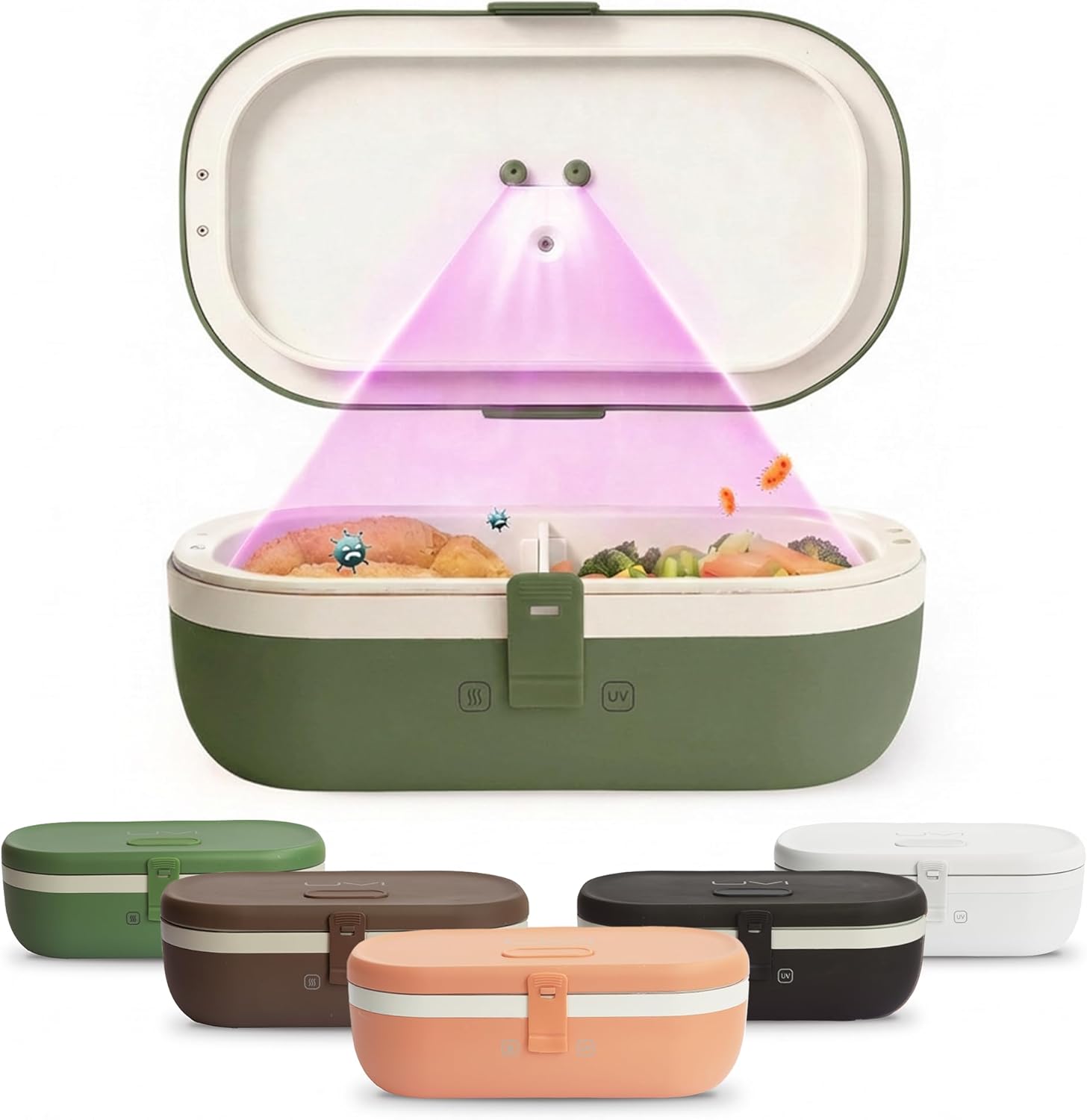 UVI, Self Sanitizing Electric Lunch Box for Adults, Portable Food Warmer w/Ultraviolet Sanitizer & Self Sanitizing Light for Work & Travel, Portable Heated Lunch Box for Men & Women, Yellow