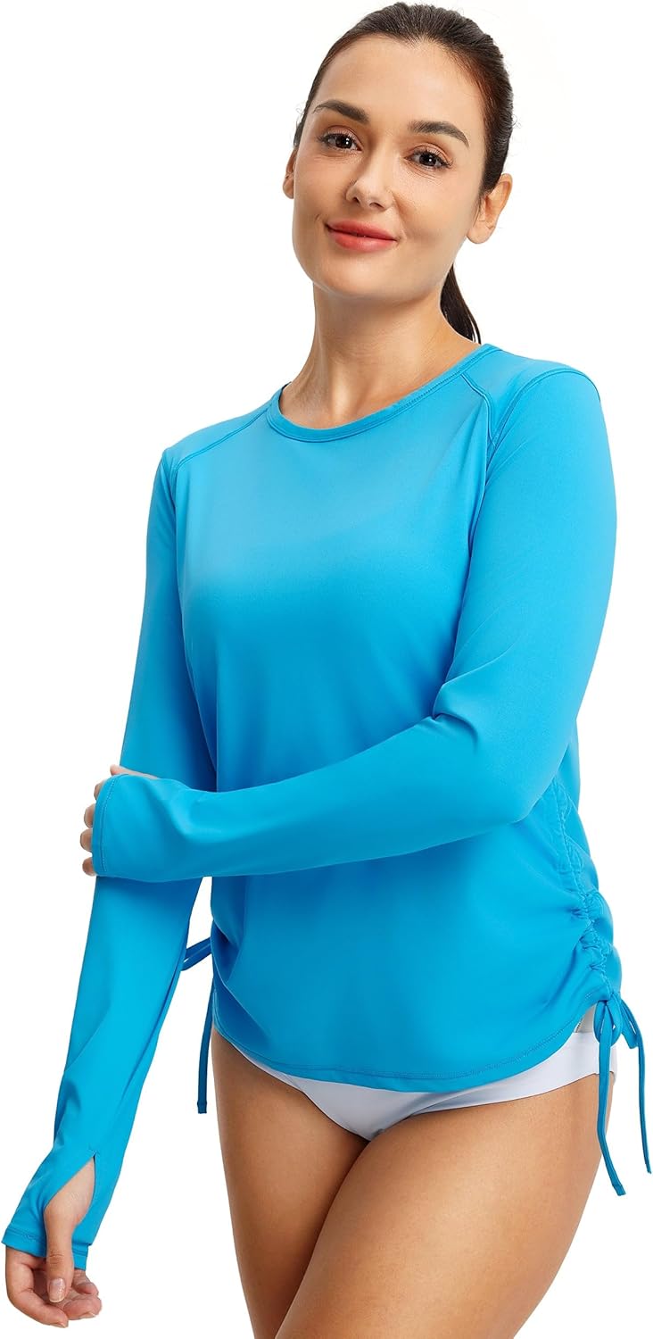 FitsT4 Sports Women's Rash Guard Shirts UPF 50+ Long Sleeve Swim Shirt UV Sun Protection Swimsuits Bathing Suit Top