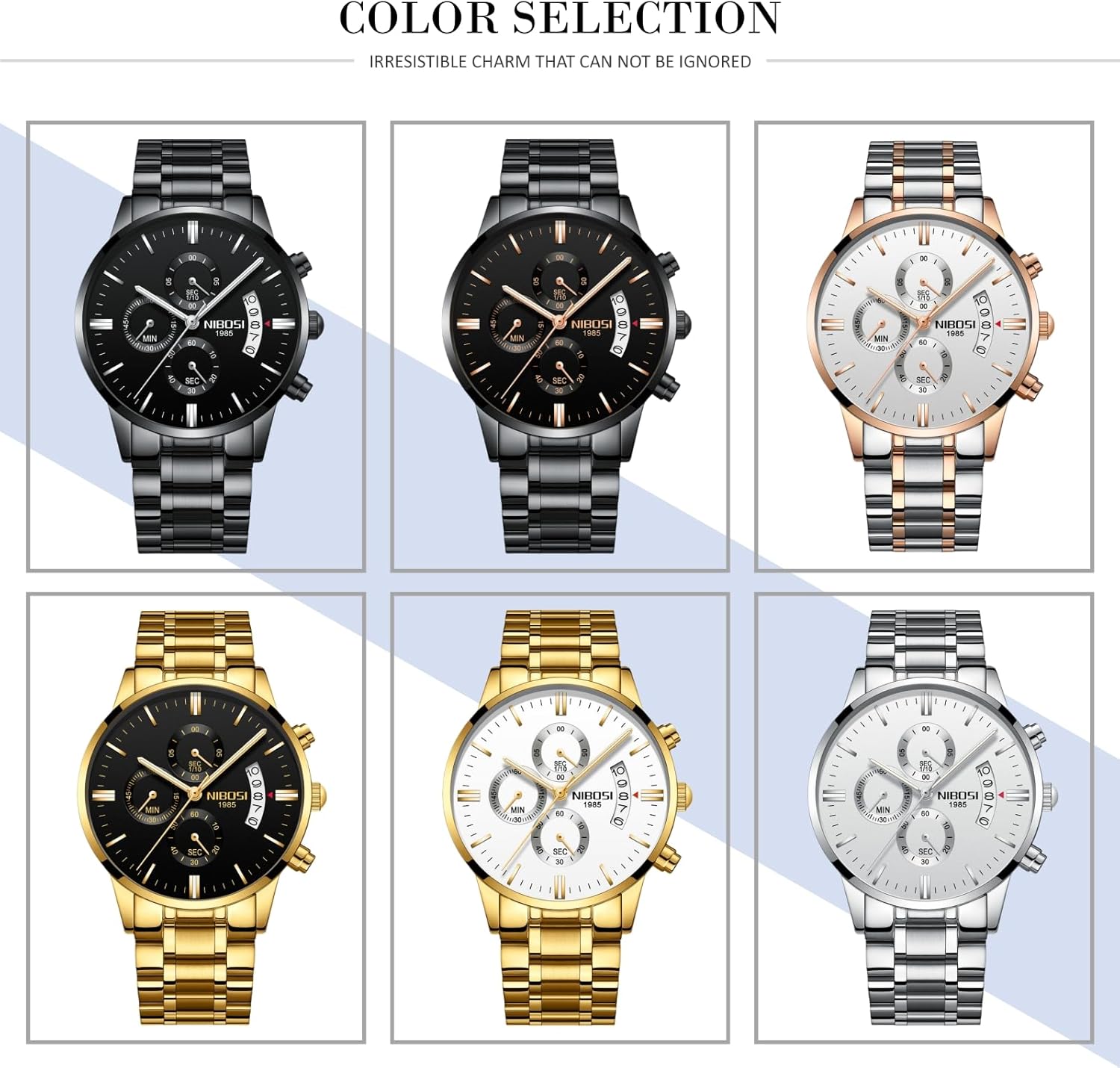 NIBOSI Men's Watch Analog Chronograph Waterproof, Luminous, Date Fashionable Design Stainless Steel Wrist Watch for Business, Sports & Daily Use - Image 9