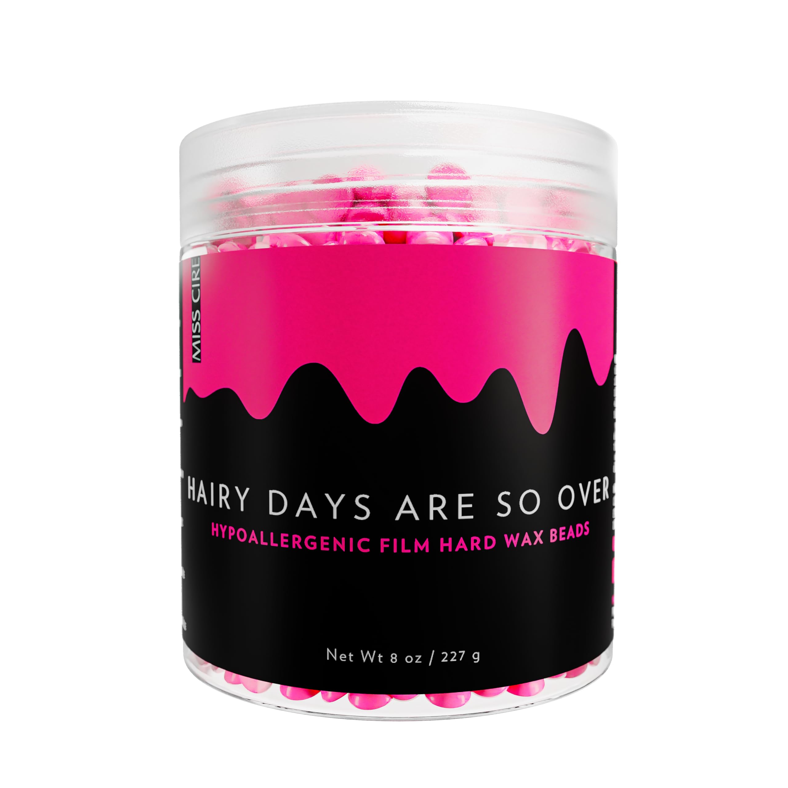 Miss Cire Hot Pink Hypoallergenic Hard Wax Beads - Painless Hair Removal Peel-Off Wax - No Strips Needed - Low melting Point - For Face and Body - Hairy Days Are So Over - For Sensitive Skin - 8oz 8 Ounce (Pack of 1)