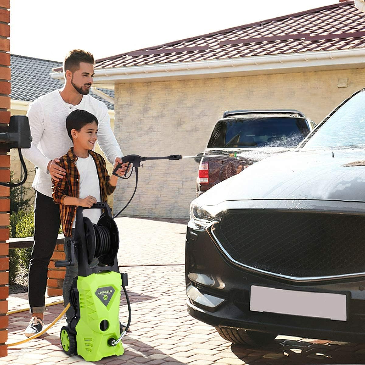 WHOLESUN 3000PSI Electric Pressure Washer 1.8GPM 1600W High Power Washer Machine with Spray Gun & 4 Nozzles (Green) : Everything Else