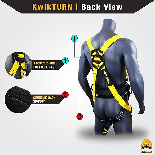 Miniatura 2 de KwikSafety - Charlotte, Carolina del Norte - Arnés de seguridad HURRICANE Ironworker & Tower 3 anillos en D, soporte para la espalda Probado por
