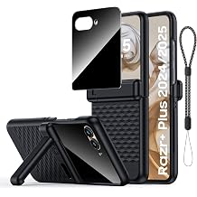 Shockproof Case for Motorola Razr+ 2024/Razr+ 2025, [External Privacy Screen] [Hidden Kickstand & Hinge Cover] [Military Grade Protection] Full Body Rugged Durable Cover Black