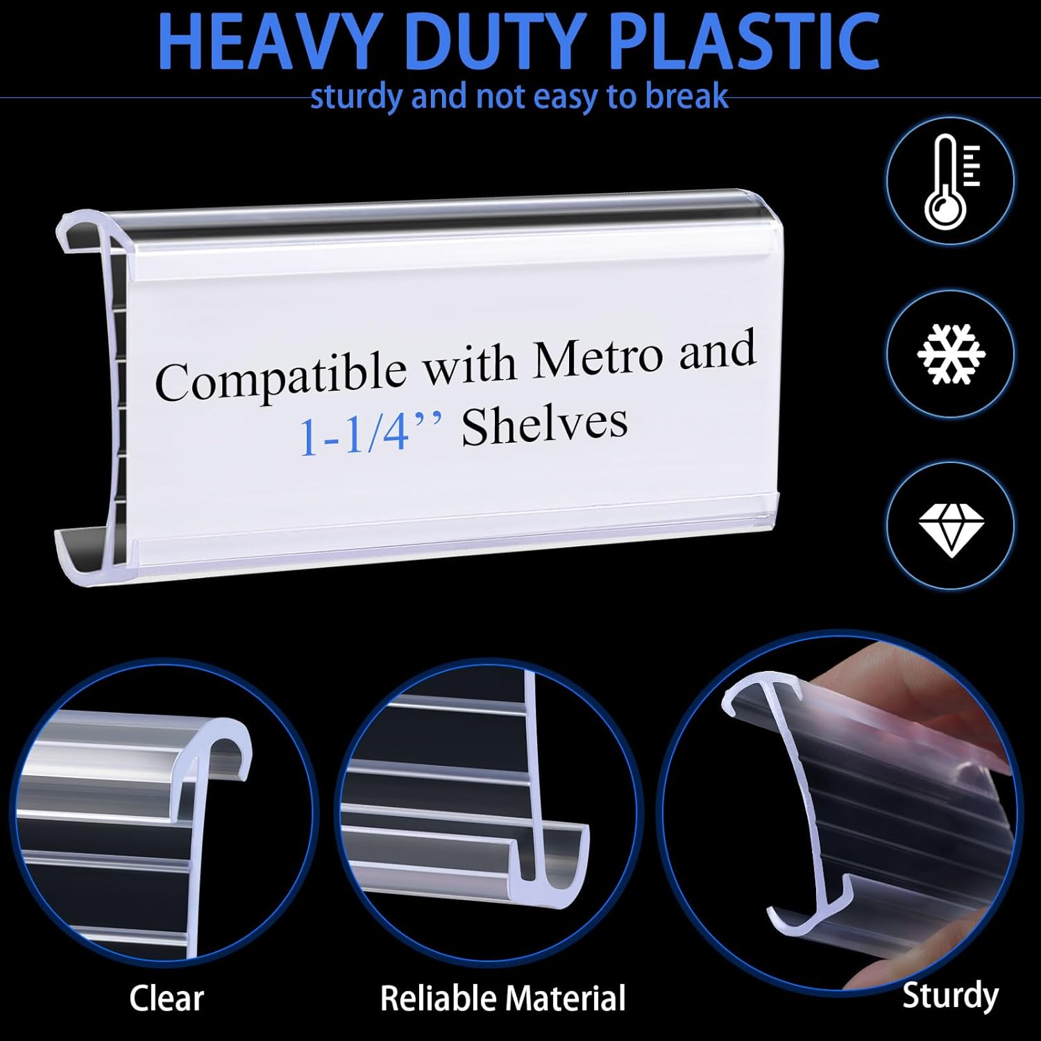 Yulejo 200 Pieces Wire Shelf Label Holders Wire Label Holder Plastic Shelf Tags for Shelving Clips with Paper Inserts, Compatible with 1-1/4 Inch Shelves