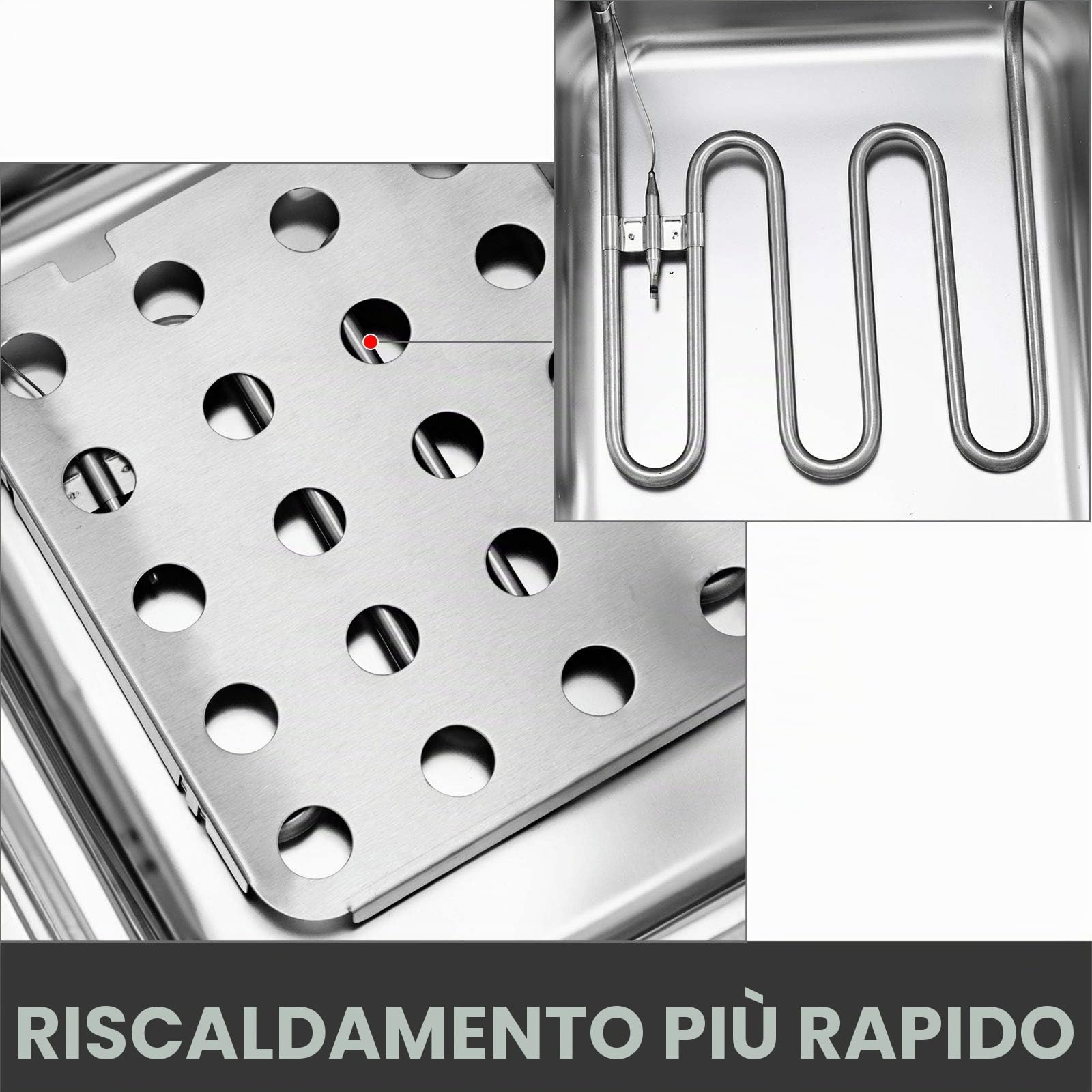 VEVOR Friggitrice Elettrica Professionale 12L 5000W con Doppio Cestino Elettrico Doppio Serbatoio Controsoffitto Friggitrice Francese in Acciaio Inossidabile
