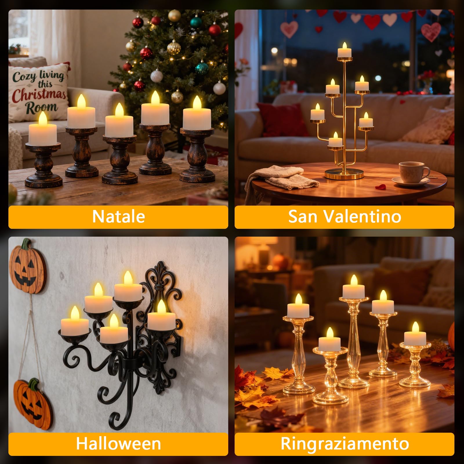 12 Pezzi Candele LED Ricaricabili, Ricaricabili Tea Light con Stazione di Ricarica & Telecomando, Luci Tè con Timer e Fiamma Tremula Realistica, Decorazioni Sicure per Casa, Natale, Matrimonio e Feste