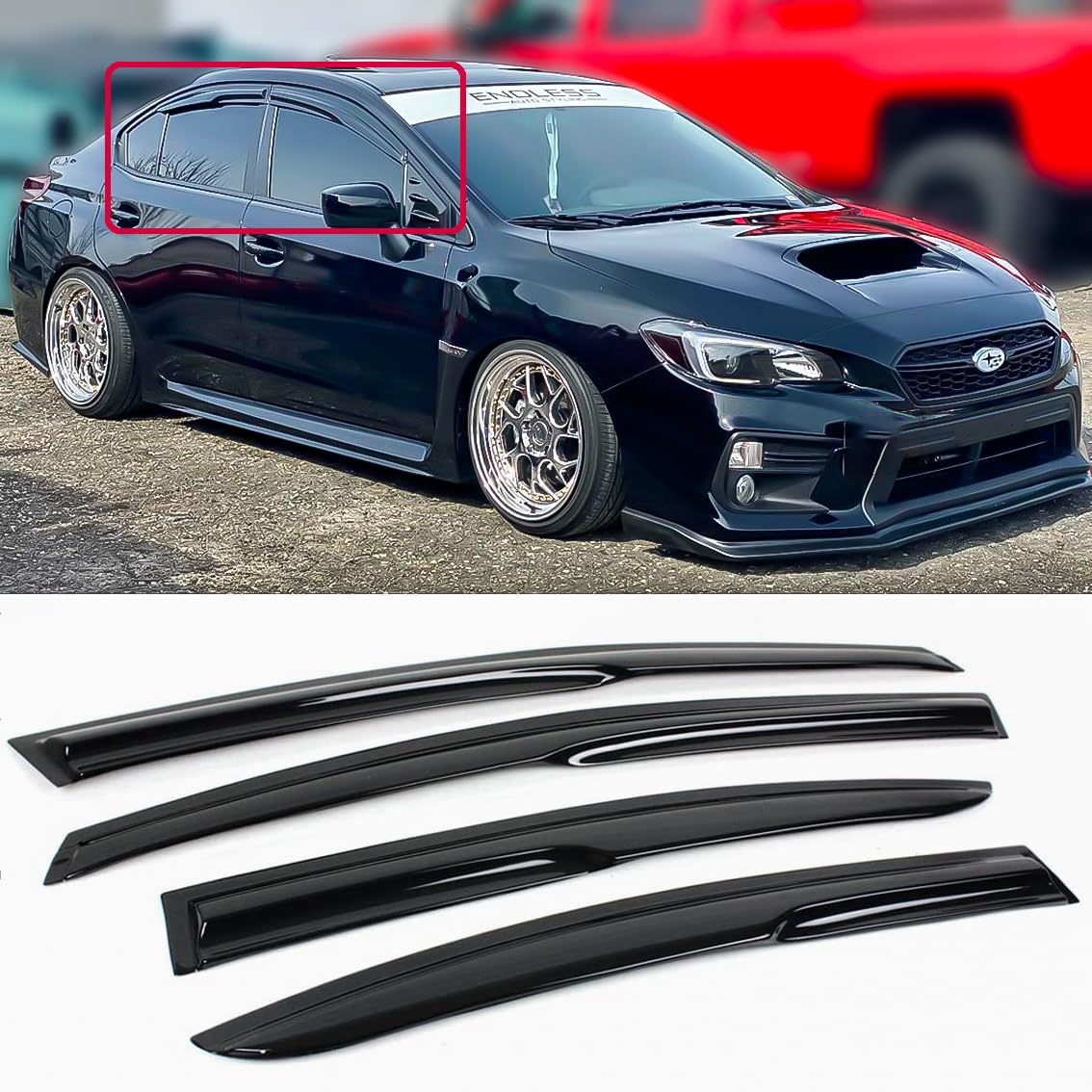 FITS 2015-2020 Subaru WRX STI Sedan JDM 3D Mugen Style Window Visor RAIN Guard
