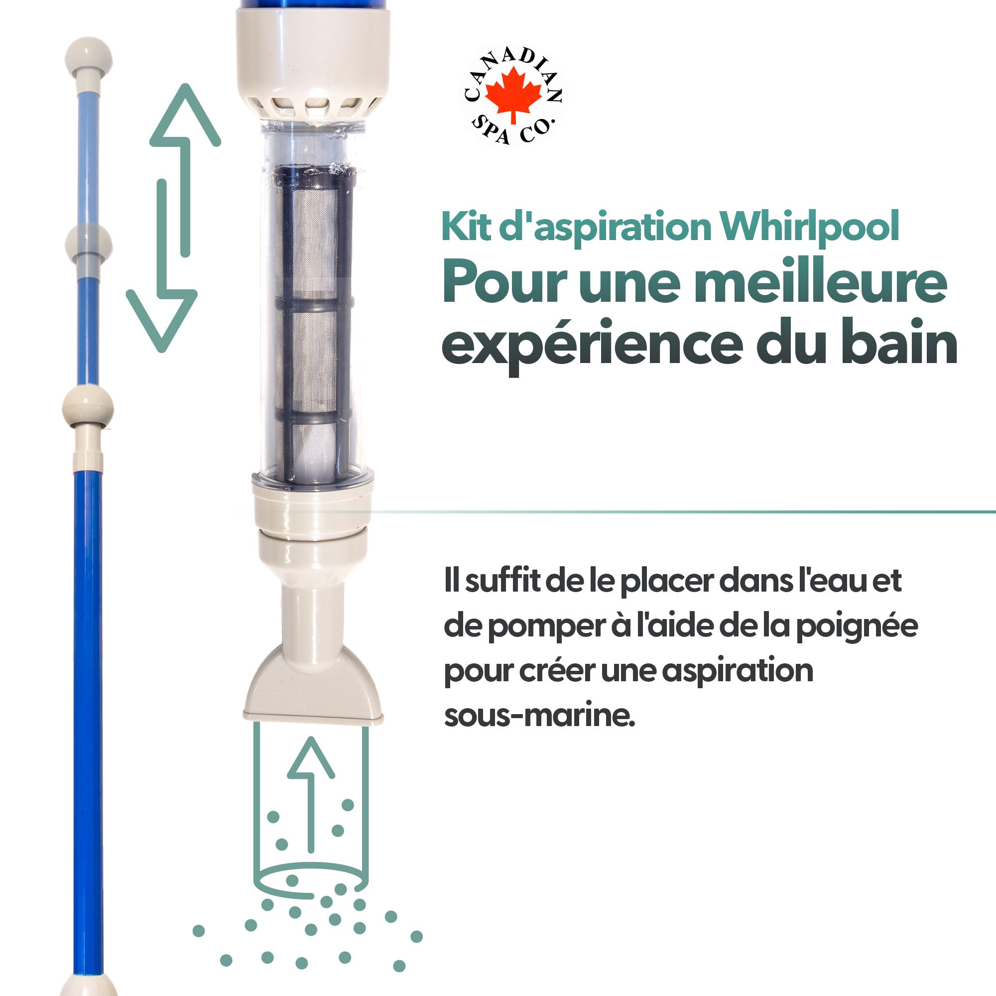 CANADIAN SPA CO. Whirl Pool Lot de 3 Embouts Aspirateur de Piscine sans Batterie et sans électricité, aspirateur de Sol léger et Portable, Nettoyage de Piscine