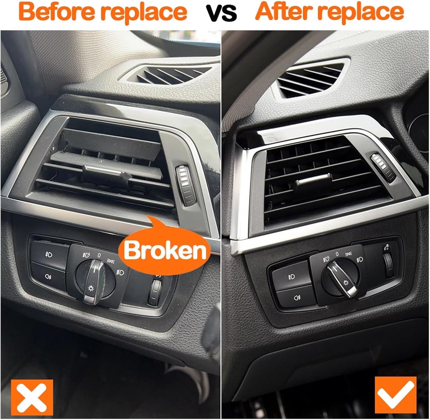 Dashboard Central Left Right Rear Air Conditioner Vent Grille Replacement Fit For BMW 3 4 Series F30 F34 F32 F33 F36 F80 F82 Car air vent replacement(Central Left)