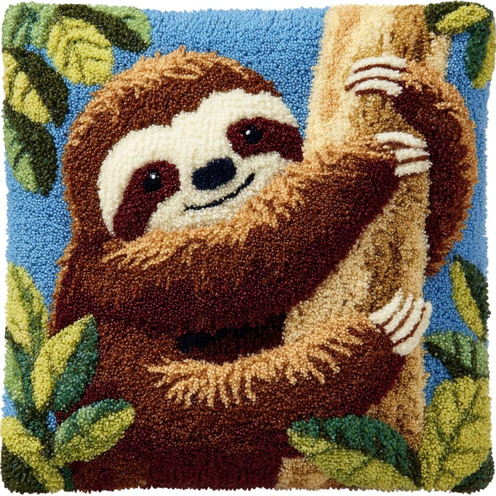 WallustrioaW Latch Hook Cushion Kits for Adults,Animal Sloth