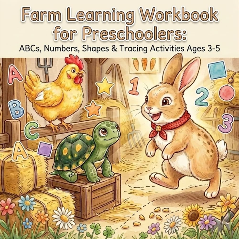 Farm Learning Workbook for Preschoolers:: ABCs, Numbers, Shapes & Tracing Activities Ages 3-5