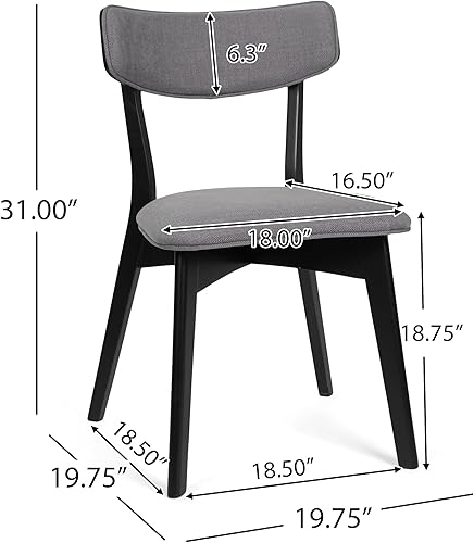 Miniatura 2 de Christopher Knight Home Chazz silla de comedor, 19.7 in de ancho x 19.7 in de profundidad x 31.1 in de alto, gris oscuro + negro mate
