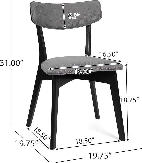 Chazz Upholstered Dining Chairs- Dark Gray/Matte Black (Set of 2)