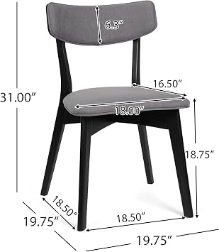 Chazz Upholstered Dining Chairs- Dark Gray/Matte Black (Set of 2)