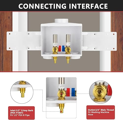 Miniatura 4 de EFIELD Doble drenaje 12 pulgada PEX conexión de crimpado x 34 pulgadas MHT lavadora caja de salida con martillo de agua de acero inoxidable