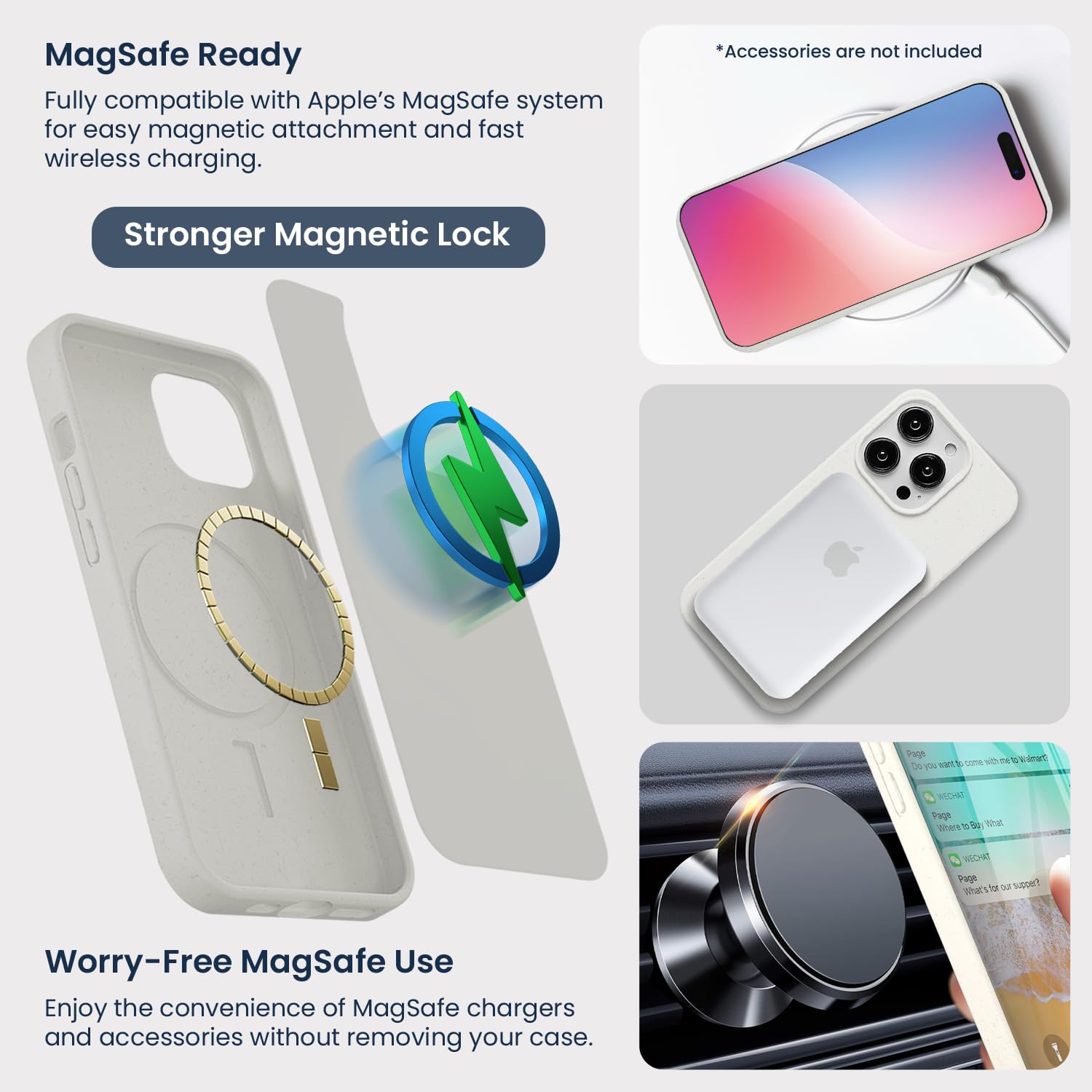 Wave Case Compatible with iPhone 15 Pro MagSafe Phone Case - Eco-Friendly Wheat Straw Phone Case with Shock-Absorbing Corners - Image 3