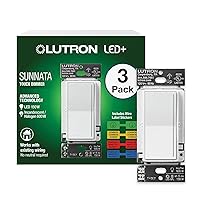 Vista 14 de Lutron Sunnata STCL-153MW-WH, interruptor de luz con atenuación táctil con placa de pared, tecnología avanzada LED+ para LED e incandescente, 3