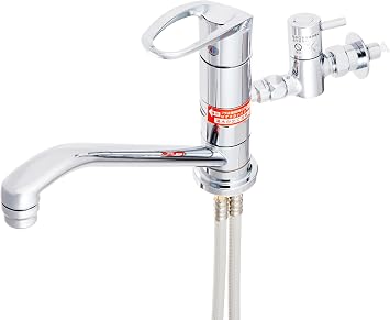 KVK Sink Use Installation Hole Compatible Single Lever Water Mixing Valve with Branch Hole Water Supply and Hot Water and Stopper Elephant KM5011UTTU