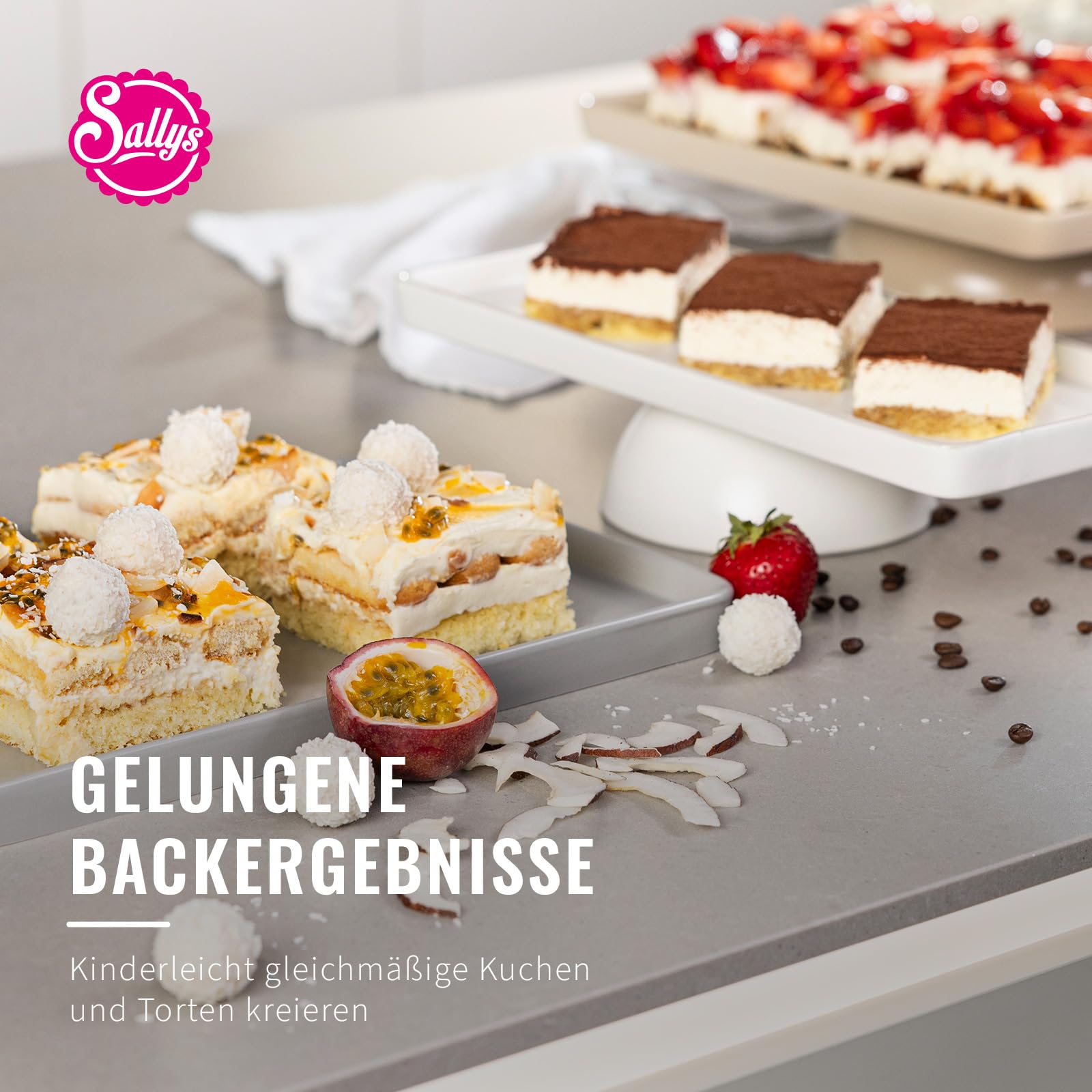 Sallys Backrahmen - Verstellbare Größe von 24x19cm bis 32x46cm - 10cm hoch - Eckige Backform aus Rostfreiem Federbandstahl - mit Skalierung - Spülmaschinenfest