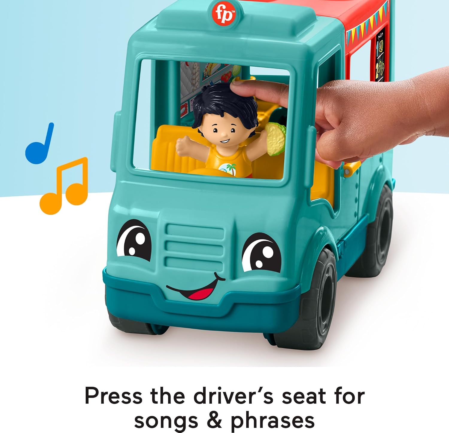 Fisher-Price Little People Musical Toddler Toy Serve It Up Food Truck Vehicle with 2 Figures for Pretend Play Kids Ages 1+ Years - Image 4