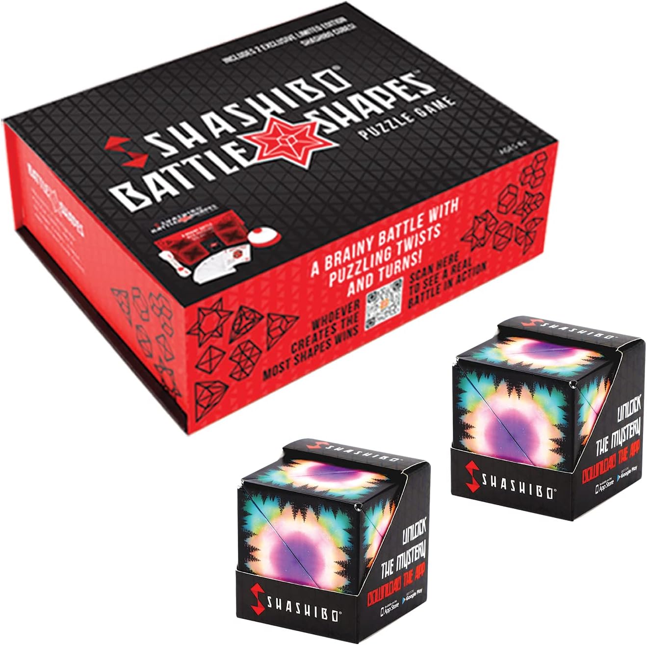 Shashibo Bundle Battle Shapes Magnetizing Puzzle Game and 2 x Moon Cubes