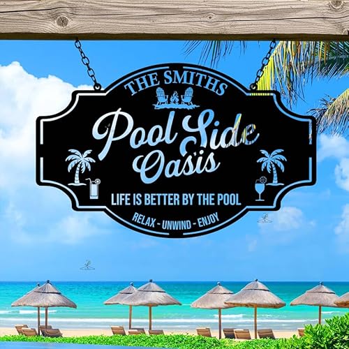 Custom Poolside Sign decor outdoor | Metal Pool Swimming Decor