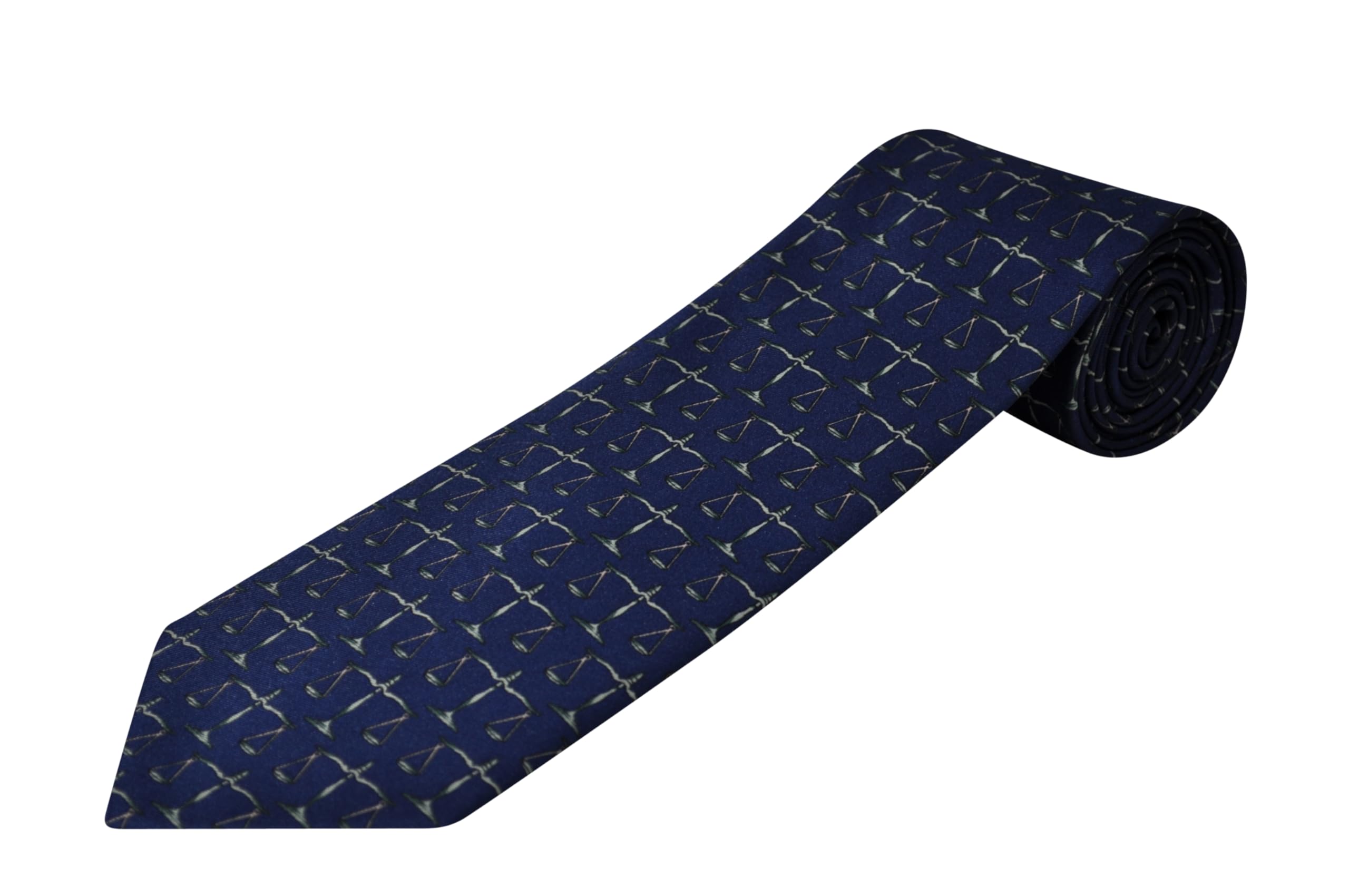 The Tie Studio Scales of Justice Tie – Navy Blue Men’s Novelty Necktie with Legal Scales Print