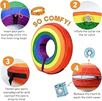 Vista 7 de BENCMATE - Collar inflable protector para perros y gatos, suave collar de recuperación para mascotas, no bloquea la visión (L, bandera)