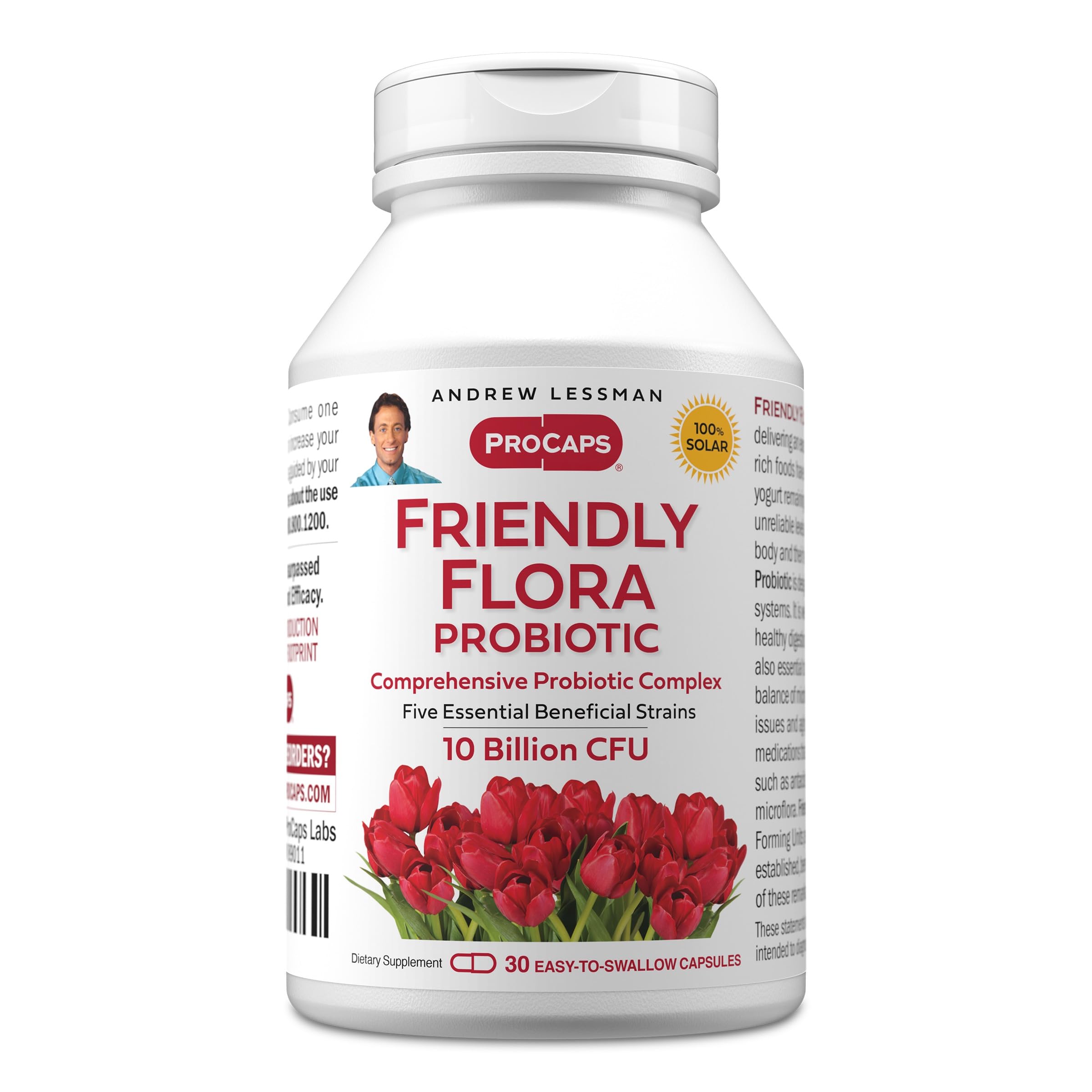 ANDREW LESSMAN Suplemento probiótico Friendly Flora, 10 bilhões de UFC, 30 cápsulas