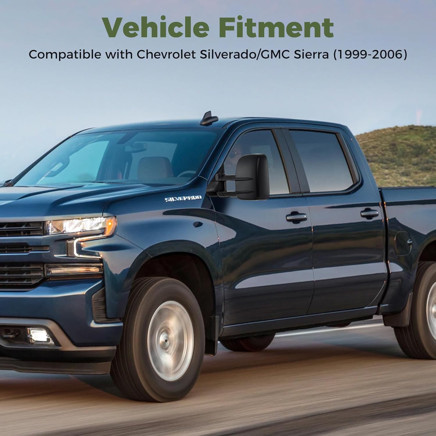 Goplus Towing Mirror Pair, Extenable Tow Mirrors for 1999-2006 Chevy Silverado GMC Sierra 1500 2500HD 3500HD, Telescoping Side Mirrors with Flat Convex Dual Glass & Manual Folding Adjustment