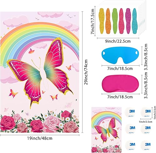 Miniatura 2 de Pin The Tail on The Butterfly Party Games para niñas, recuerdos de fiesta de mariposa, juegos de fiesta de cumpleaños, decoración de fiesta de