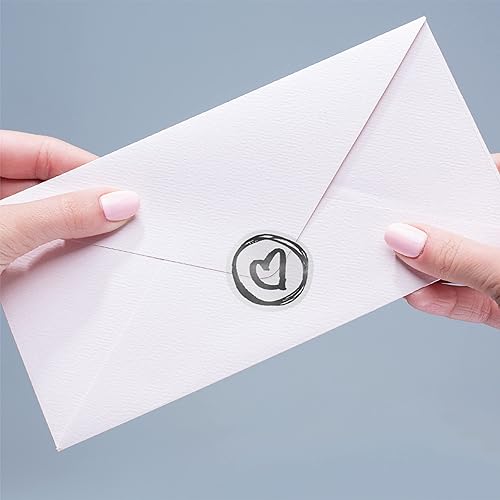 Miniatura 6 de easykart labels 500 calcomanías de corazón, color gris, metálico, transparente, de 1 pulgada, calcomanías de boda de sellado redondo para