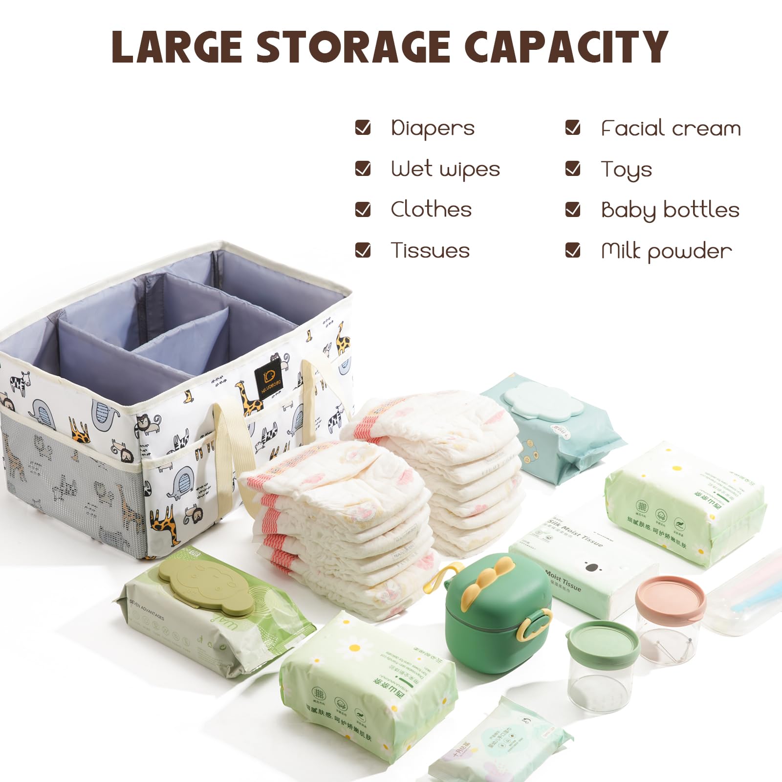 HAGOT Baby Windel Caddy Organizer - Tragbarer Wickeltisch Organizer Mit Fächern