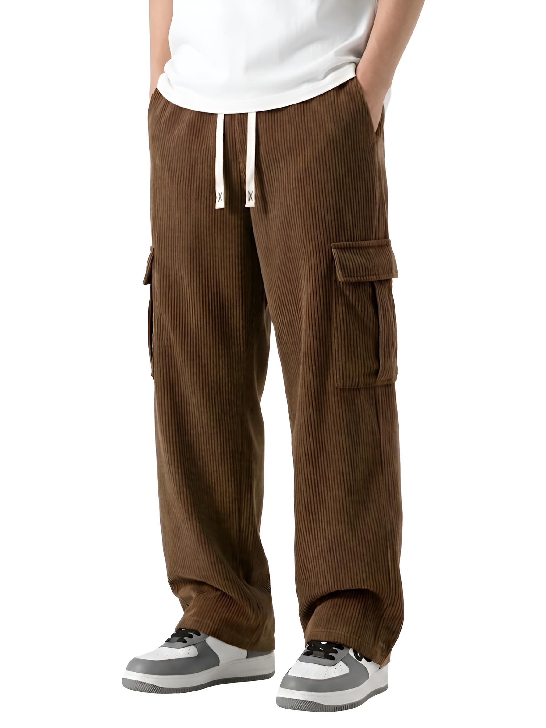 Vanits Men's Corduroy Loose Fit Pants with Drawstring Waist Pack of 1-picture-44