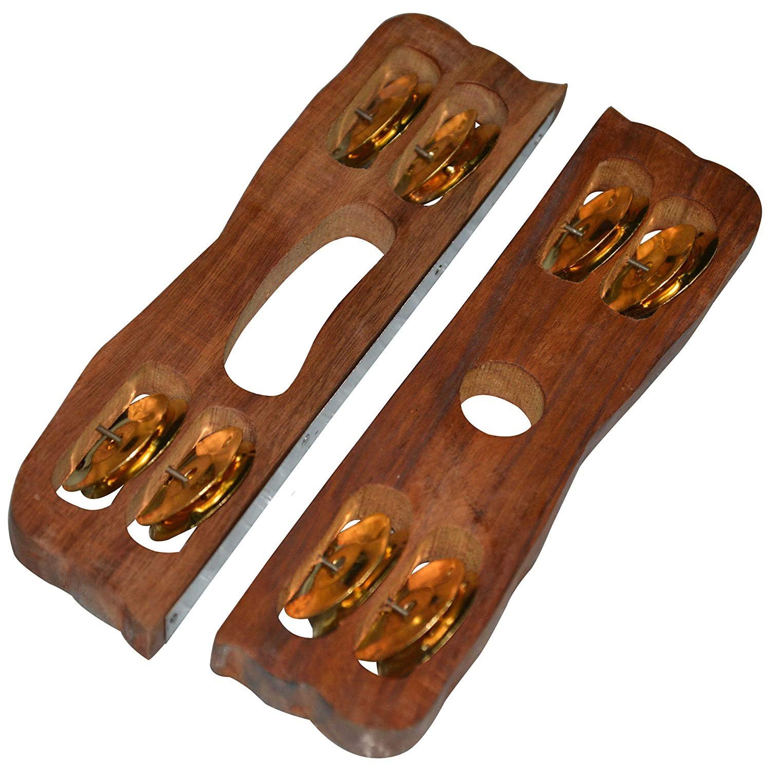 Kartal - Juego de 2 platillos de mano de percusión de madera, instrumento musical indio para Kirtan, Pooja, templo, decoración del hogar, concierto, paquete de 1 par