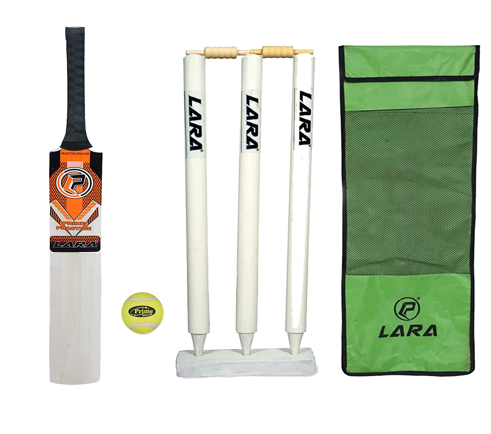 LARA CC 04 Wooden Pro Cricket Combo Set Cricket Kit Bat with 3 Wicket | 2 Bails & 1 Tennis Ball with Carry Bag | Wooden Popular Willow Cricket Kit Combo for All Age Group (Size 4)-image-40
