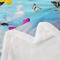 Vista 5 de Colorful Butterfly Fleece Flannel Blanket,Rustic Tree Butterflies Bed Sofa Couch Blanket,50"x60",Retro Blue Tie Dye Fuzzy Soft Fleece Throw Blankets