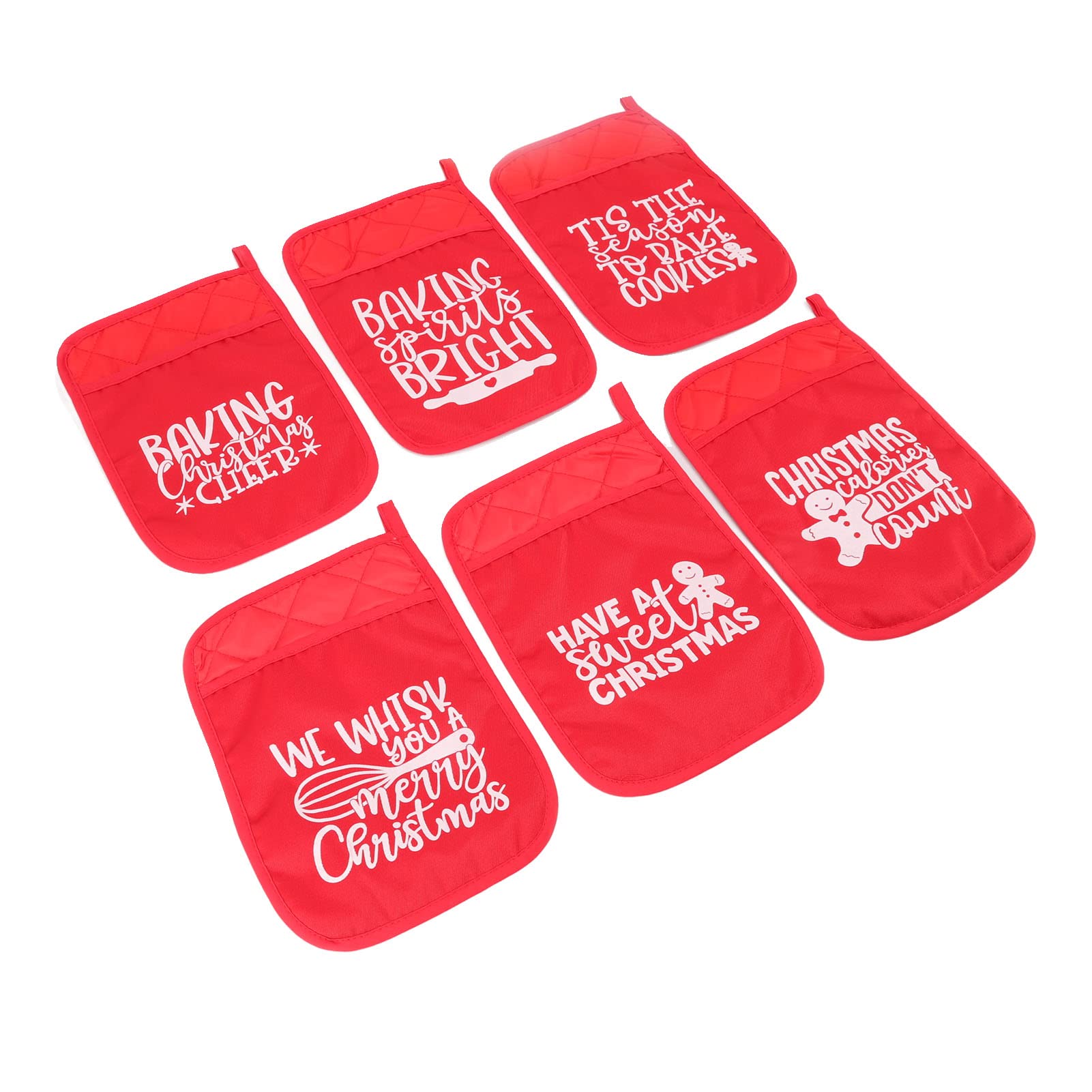 Agarraderas navideñas con Bolsillo, Manoplas para Horno térmico, Kit para Hornear con Rejilla navideña, 6 agarraderas navideñas con delicados Patrones navideños para Hornear y